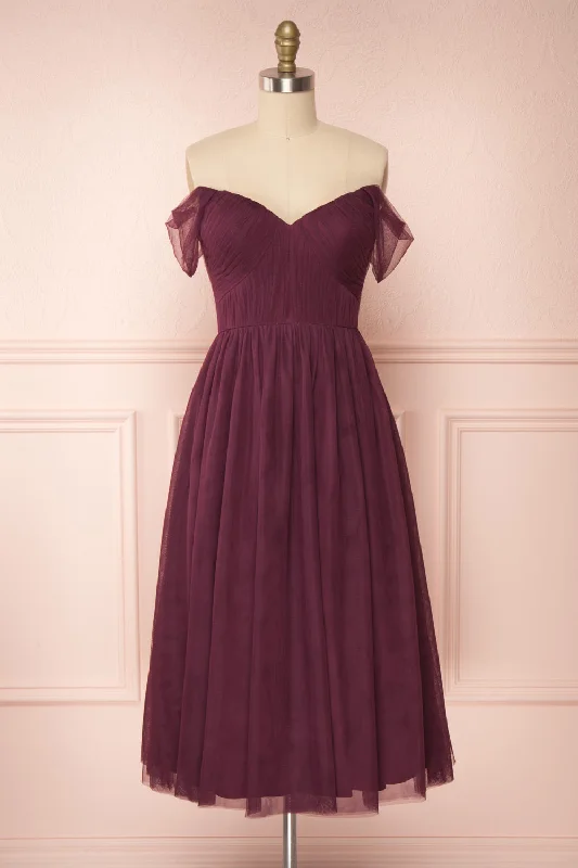 Odette Wine | Midi Tulle Dress