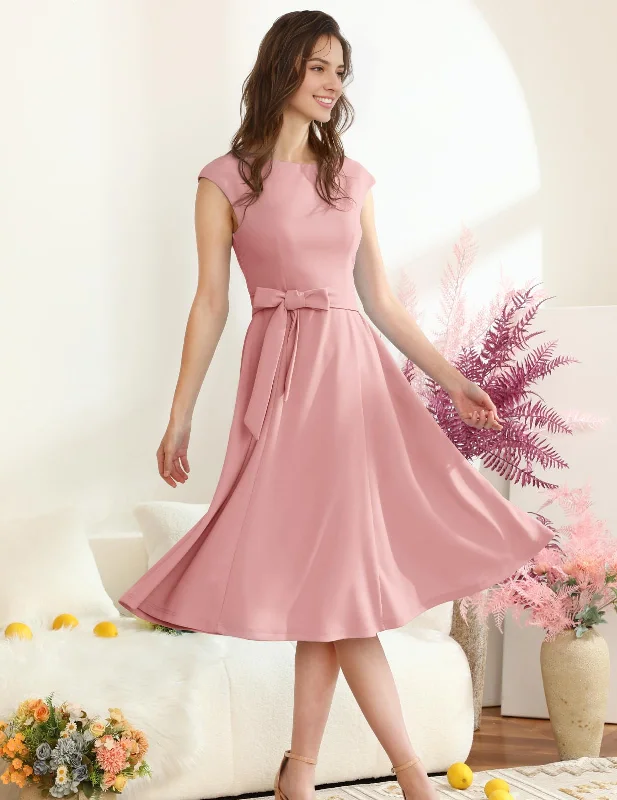 Prom Dress Round Neck Elegant Simple Party Retro Wedding Guest Dresses Formal Wear Dresses