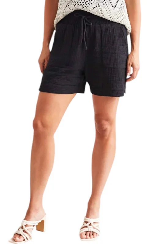 Cotton Gauze Shorts In Black