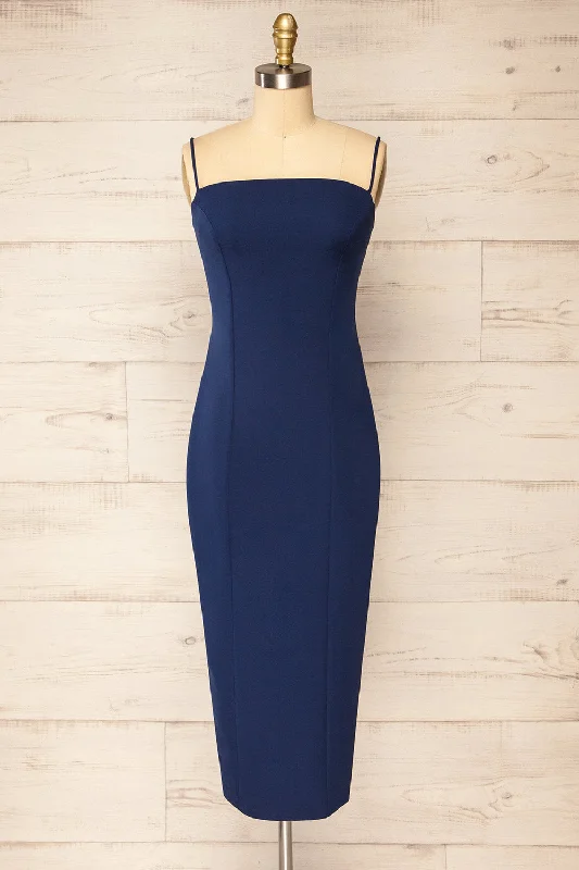 Kavala Navy | Fitted Midi Dress