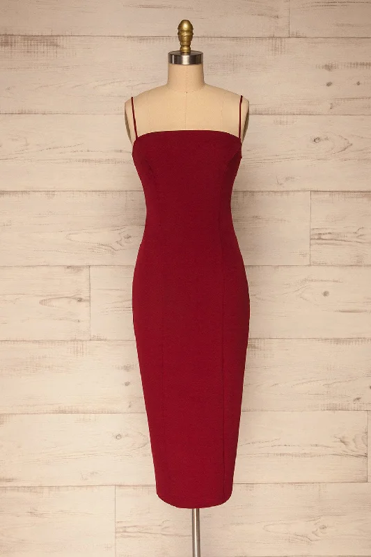 Kavala Burgundy | Fitted Midi Dress