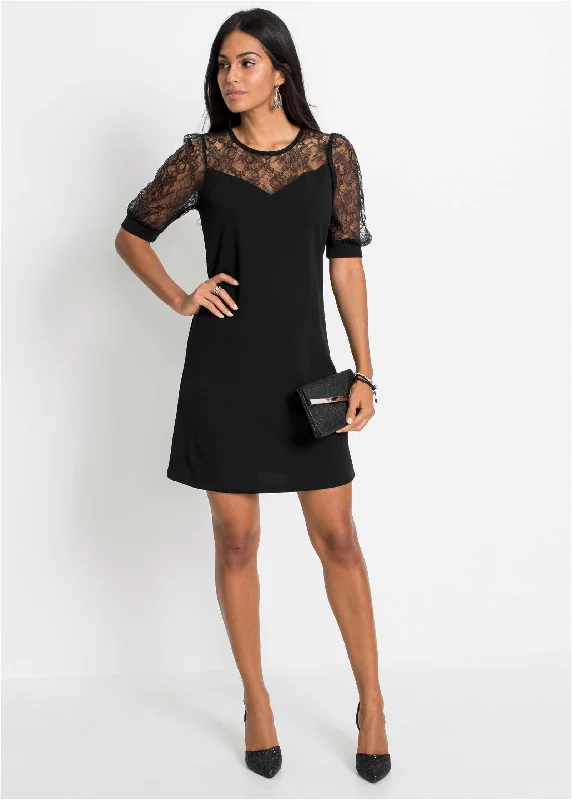 Lace Detail Dress - Black