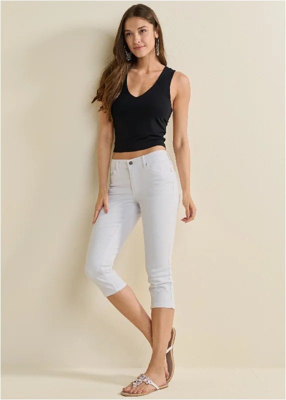 Cindy Capri Jeans - White