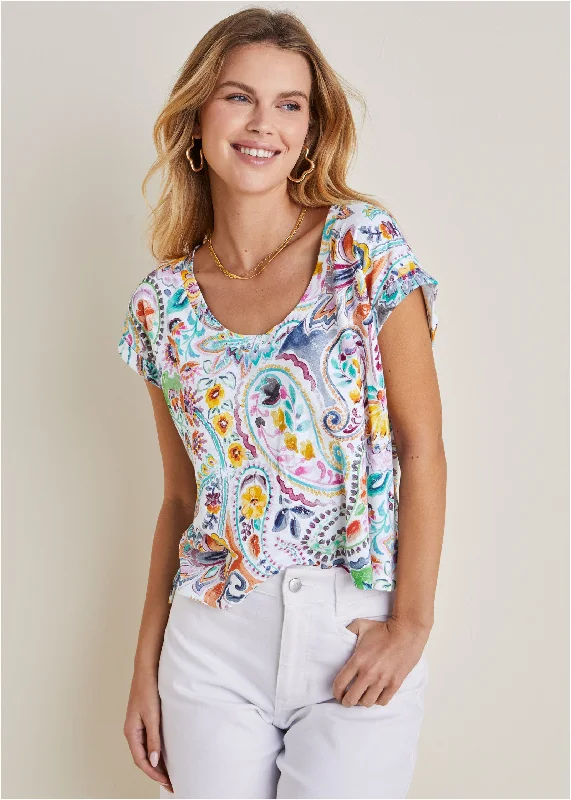 Scoop Neck Tee - Fiesta Floral