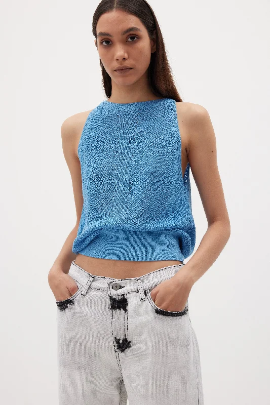 Relaxed Sleeveless Knit Top, Cobalt Blue