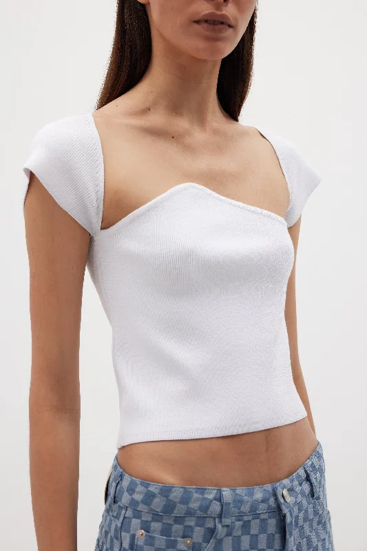 Suisen Knit Top, Daisy White