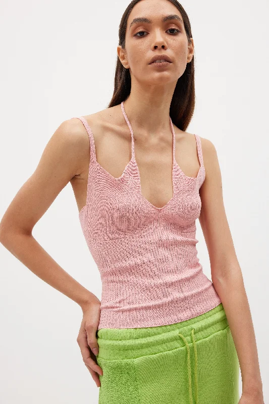 Underlayered Knit Top, Flamingo