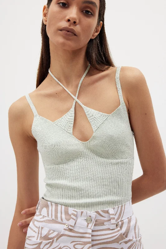 Underlayered Knit Top, Light Opaline