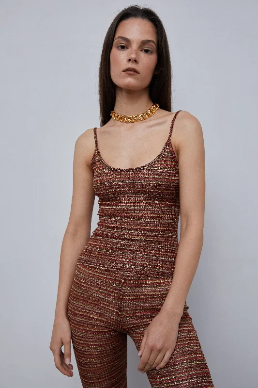 Multi-Color Knitted Tank Top, Burgundy