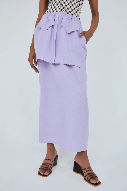 Pocket Flowy Long Skirt, Lavender