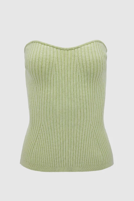 Strapless Knit Top, Honeydew Melon