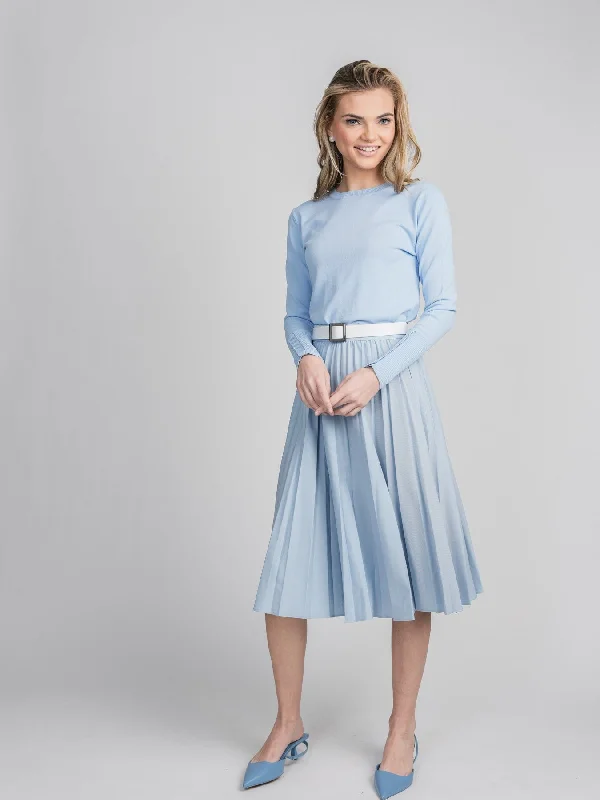 PLEATED SKIRT 27"- LIGHT BLUE