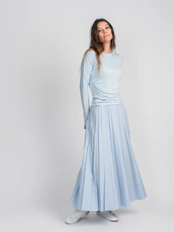 PLEATED SKIRT 37"-LIGHT BLUE