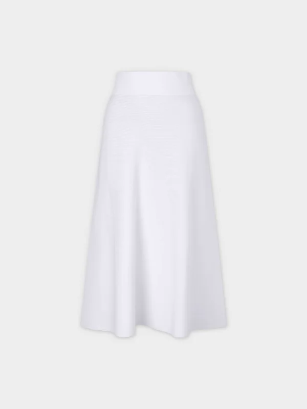 KNIT PLEATED SKIRT 26"-WHITE