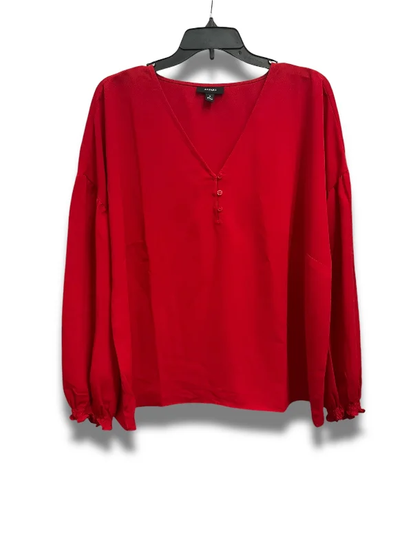 Blouse Long Sleeve By Alfani In Red, Size: 1x