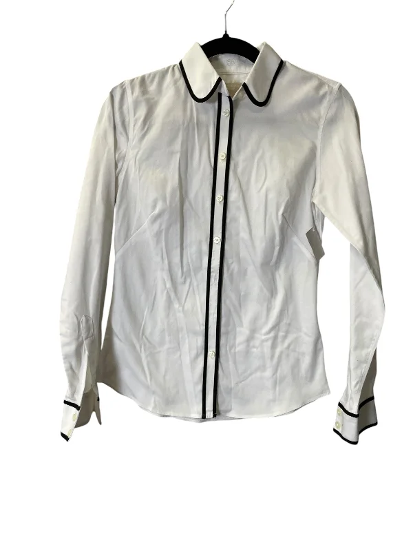 Blouse Long Sleeve By Banana Republic In White, Size: Xs