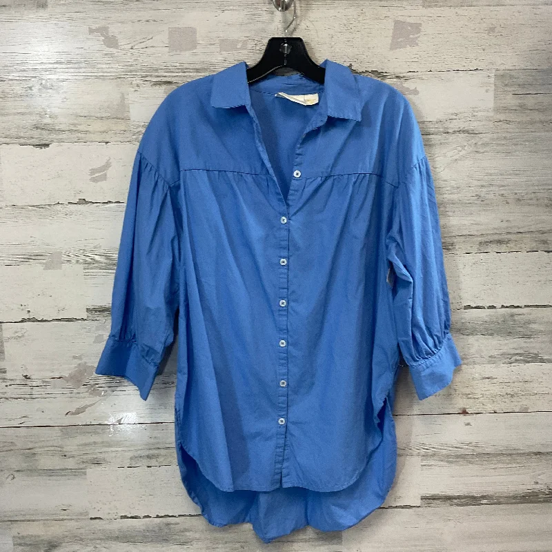 Blouse Long Sleeve By Maeve In Blue, Size: M