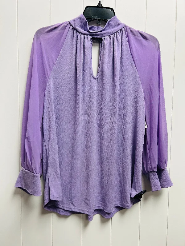 Blouse Long Sleeve By New York And Co In Purple, Size: Xl