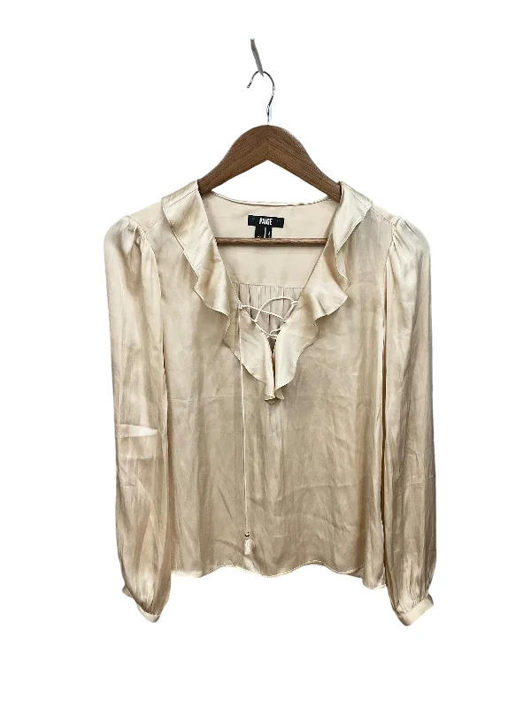 Blouse Long Sleeve By Paige In Cream, Size: Xs