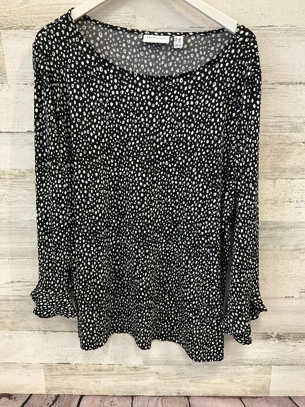 Blouse Long Sleeve By Susan Graver In Black & White, Size: 2x