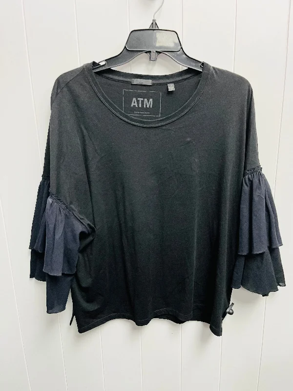 Top Short Sleeve By Atm In Black, Size: L