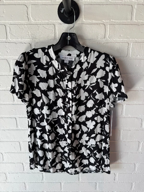 Top Short Sleeve By Cmc In Black & White, Size: M