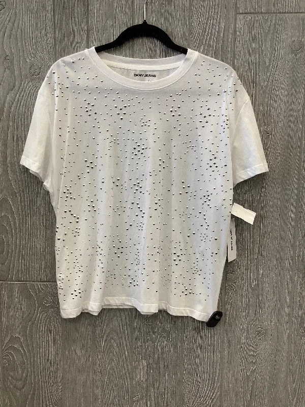 Top Short Sleeve By Dkny In White, Size: L