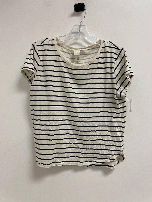 Top Short Sleeve By H&m In Striped Pattern, Size: L