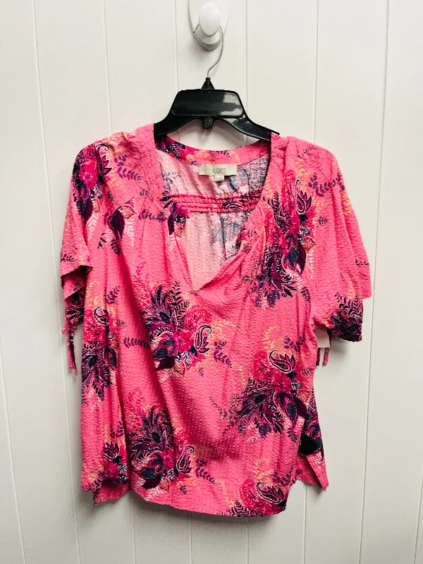 Top Short Sleeve By Loft In Pink, Size: Xl