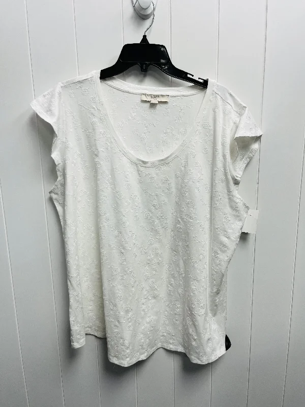 Top Short Sleeve By Loft In White, Size: 20