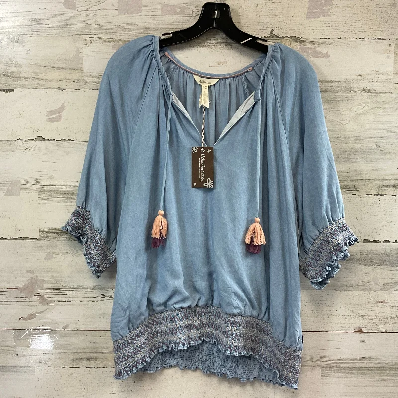 Top Short Sleeve By Matilda Jane In Blue, Size: L