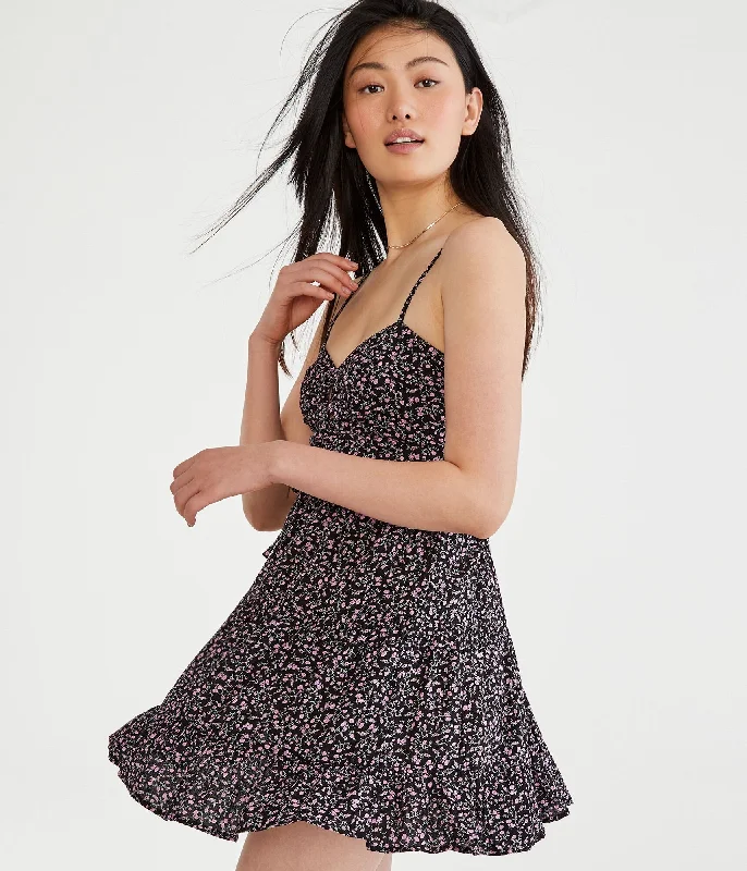 Aeropostale Floral Sweetheart Double-Cinch Mini Dress