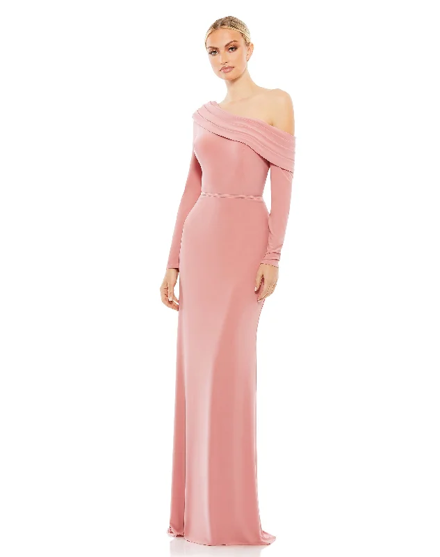 Drop Shoulder Long Sleeve Column Gown