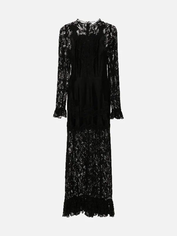 Long Sleeve Lace Dress in Black