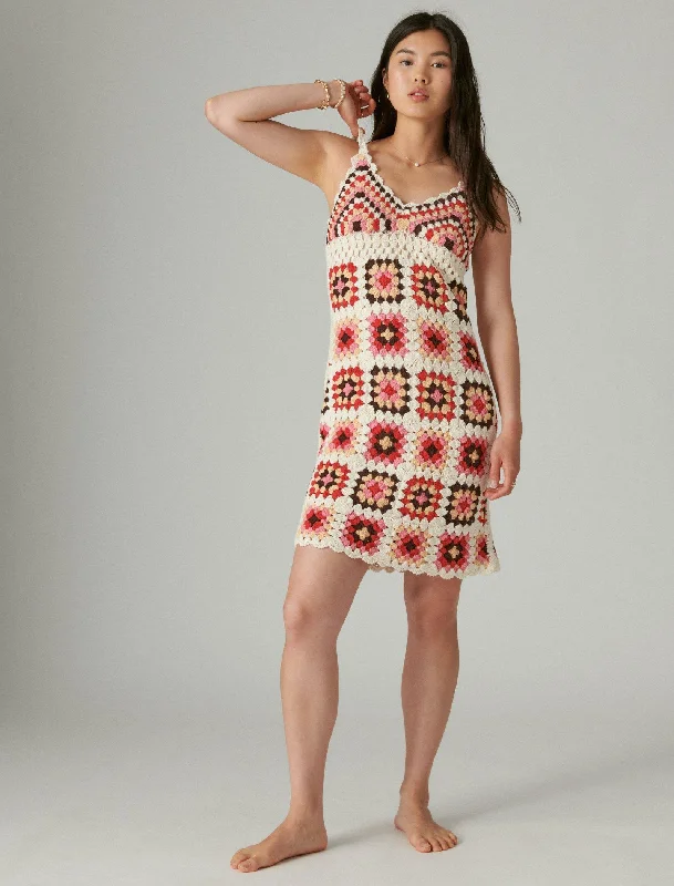 Lucky Brand Women's Crochet Square Mini Dress