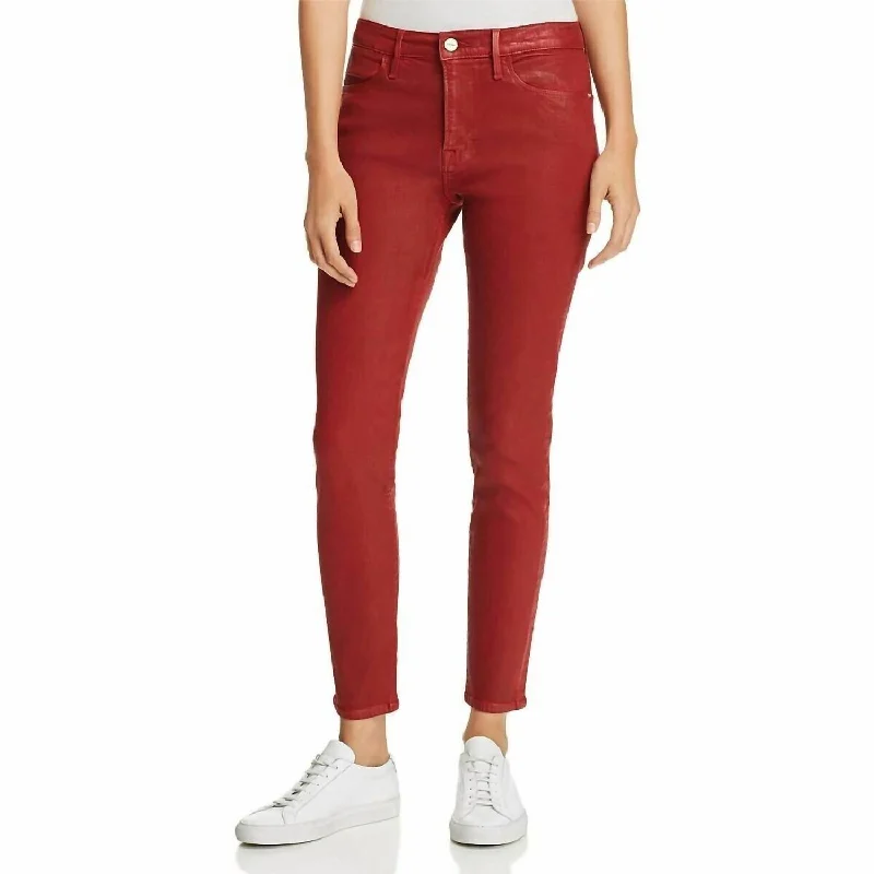 Le High Rise Skinny Jeans In Red