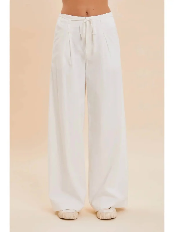 Ribbon Waist Pants In White