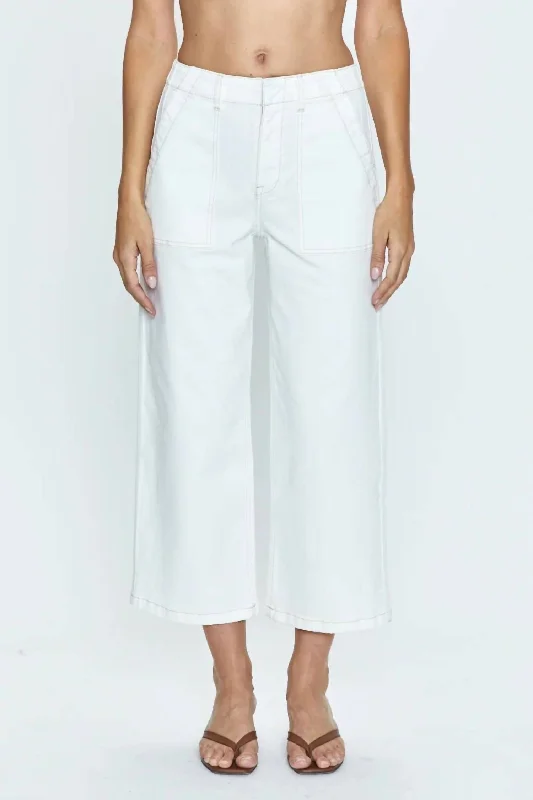 Sophia Wide Leg Utility Ankle Pant In Le Blanc