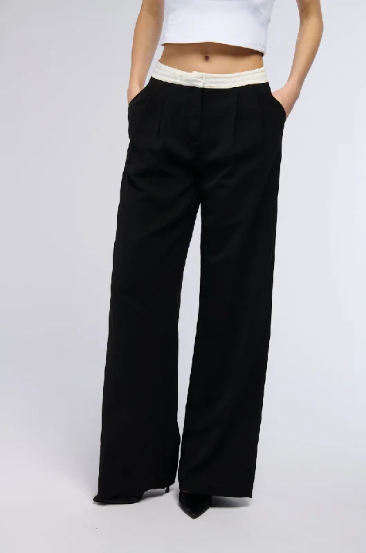 THAT GIRL CONTRAST WAIST TROUSER IN BLACK