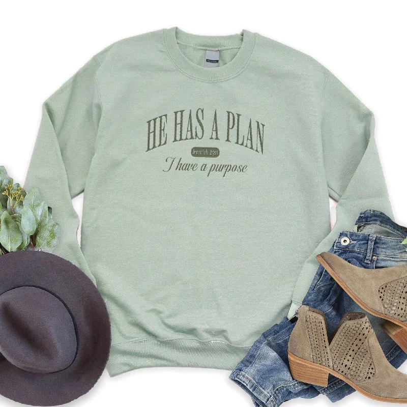 Embroidered He Has a Plan Sweatshirt