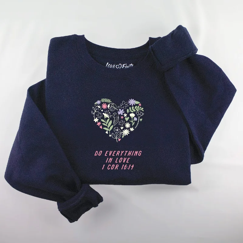 Embroidered Floral Heart Sweatshirt