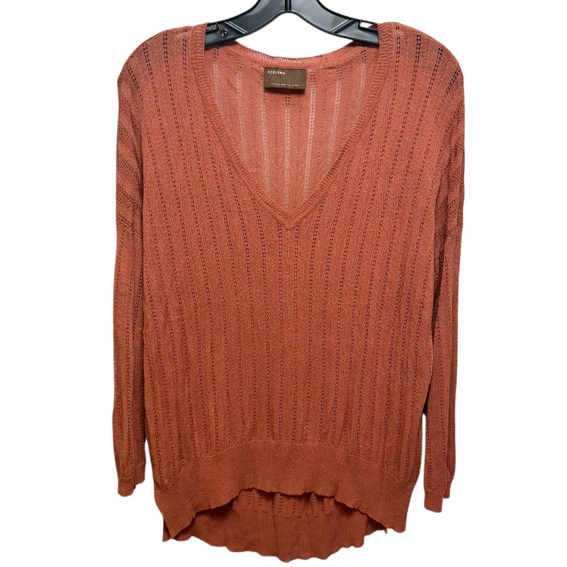 Linen Blend Top Long Sleeve By Kerisma In Orange, Size: M