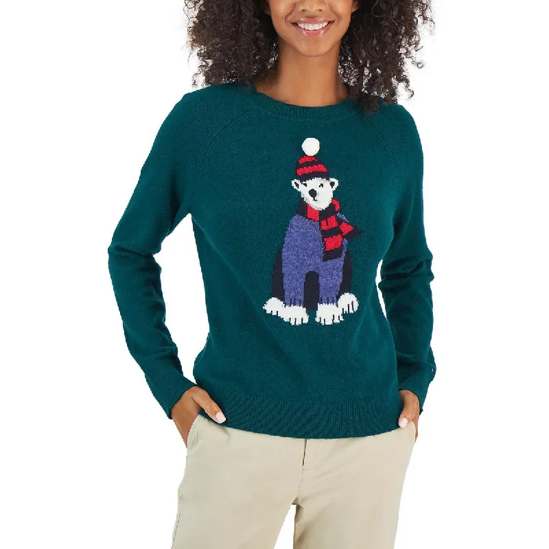 Polar Bear Womens Wool Blend Graphic Pullover Sweater