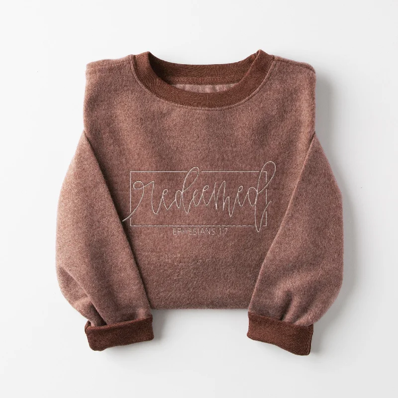 Embroidered Redeemed Fuzzy Sweatshirt