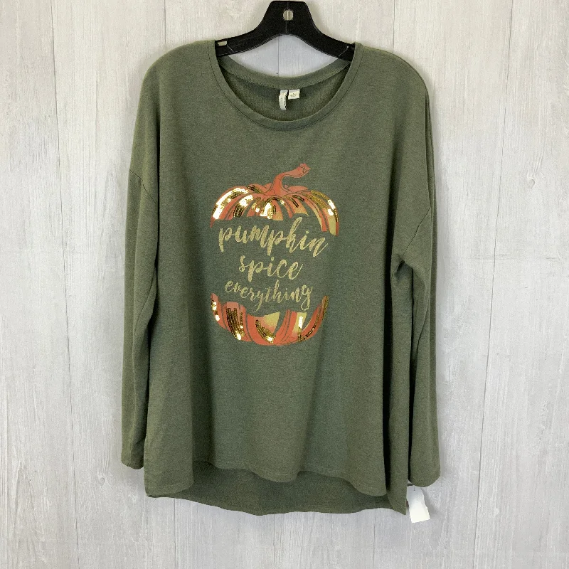 Top Long Sleeve Basic By Cato In Green, Size: L