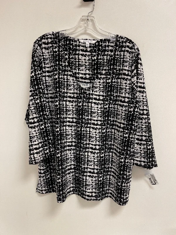 Top Long Sleeve By Clothes Mentor In Black & White, Size: Xl