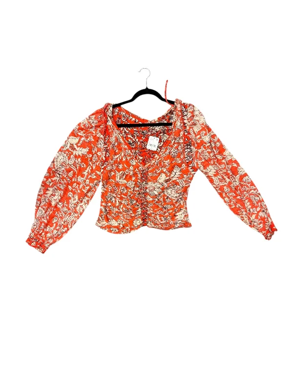 Top Long Sleeve By Free People In Orange, Size: L