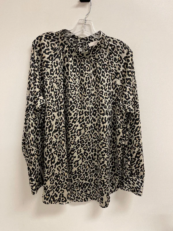 Top Long Sleeve By Loft In Animal Print, Size: L