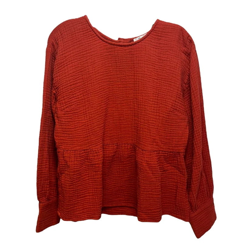 Top Long Sleeve By Madewell In Orange, Size: M