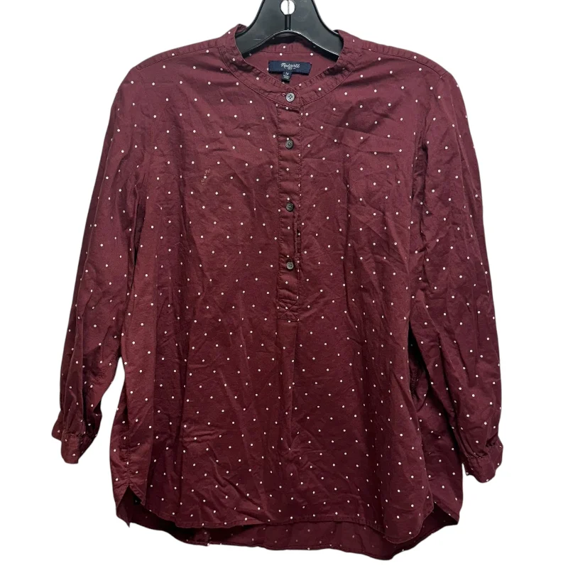 Top Long Sleeve By Madewell In Polkadot Pattern, Size: M